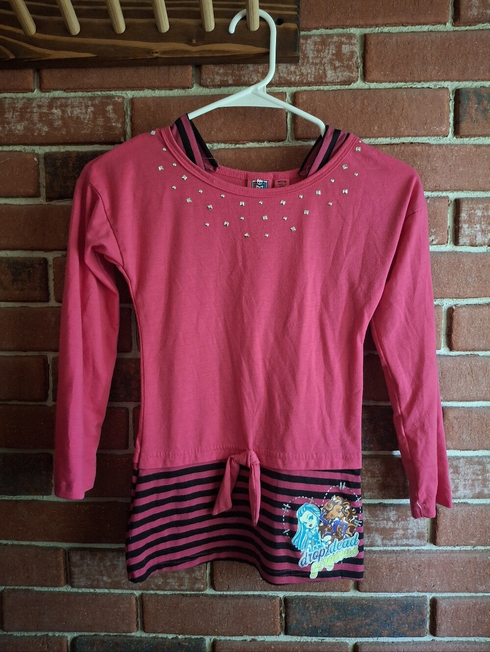 Monster High pink long sleeve top with rhinestones